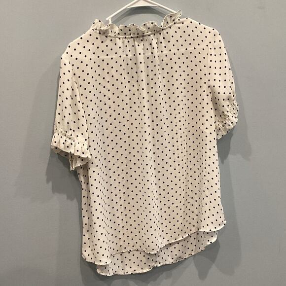 Talbots Womens Plus Size Top XP White Polka Dot Sheer Workwear Office Preppy - Picture 5 of 6